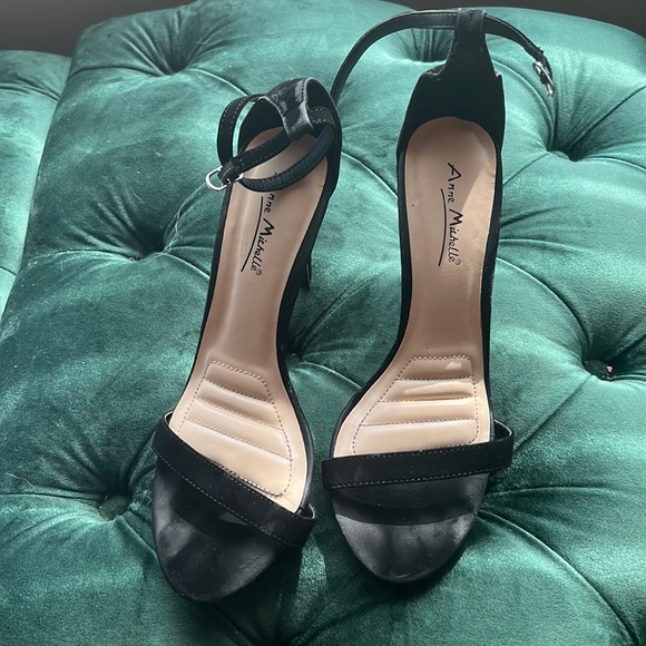 Black Strappy 3 inch Heels - Picture 1 of 9